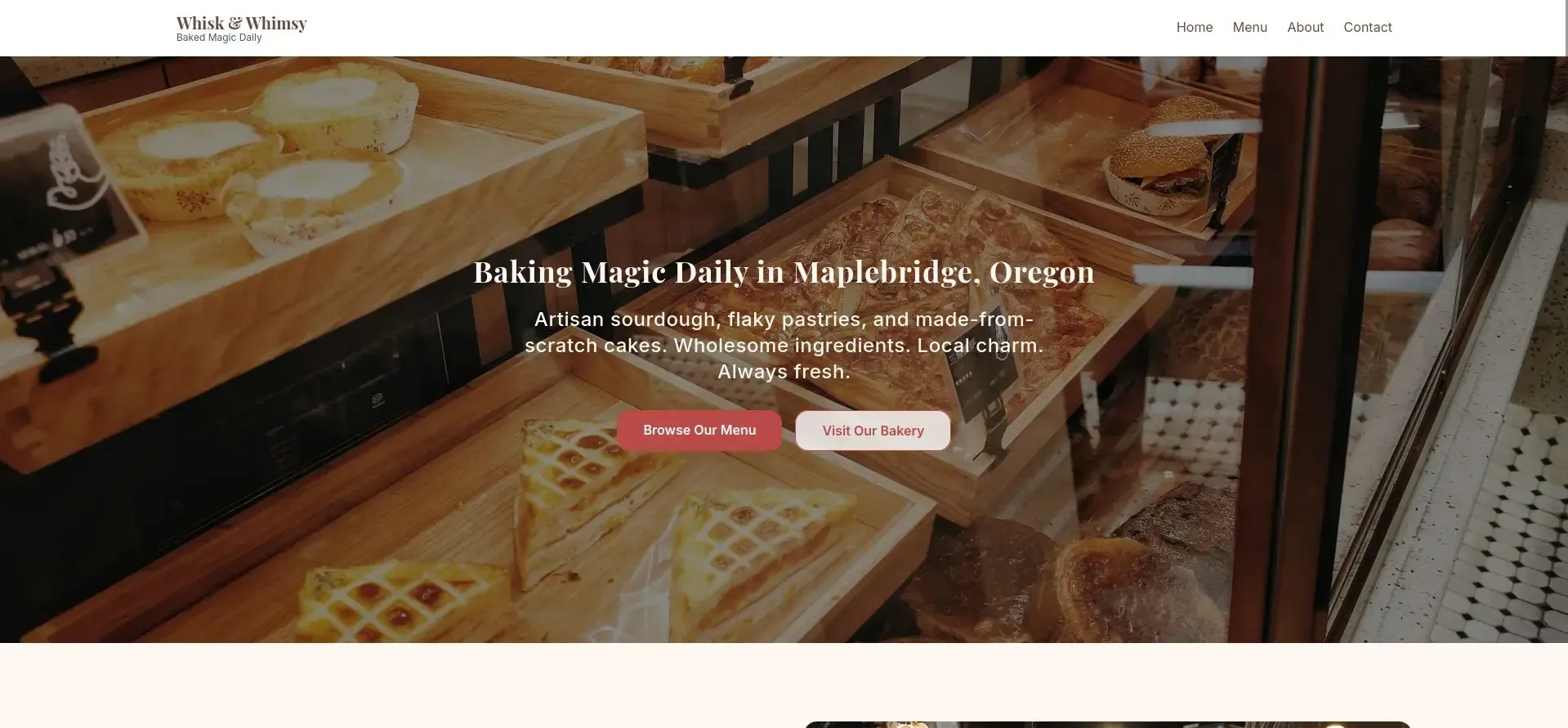 Screenshot du projet Whisk & Whimsy